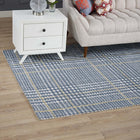 Modway Kaja Abstract Plaid Area Rug - 5 ft W x 8 ft L - Ivory Cadet Blue/Citron-Protect Floors From Traffic/Furniture