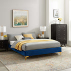 Modway Sutton Performance Velvet Queen Bed Frame - Navy-Assembly Required