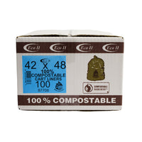 ECO II 100% Compostable Industrial Bags - 42" x 48" - Frosted - 100 Pack-42" x 48"