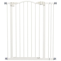 PawHut 29"-34" Pet Gate with Door Pressure Fit Dog Gate for Stairs - White-Door automatically closes if left open between a 30° and 90° angle