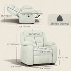 HOMCOM Power Massage Recliner with Quiet Motor - Beige-Two side storage pockets keep remotes and magazines closed by