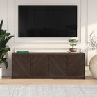 Hudson&Canal Renad TV Stand for TV's up to 78" - Alder Brown-Constructed of sturdy MDF materials in a handcrafted alder white finish