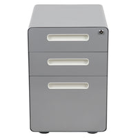 Flash Furniture Ergonomic 3-Drawer Legal/Letter Locking Mobile Filing Cabinet - Grey-Modern Grey 3-Drawer Filing Cabinet - Ergonomic Mobile Design