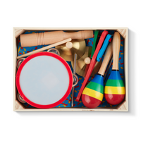 Melissa & Doug Band-in-a-Box Clap! Clang! Tap! - 10-Piece Musical Instrument Set-10-piece musical instrument set to get kids moving, grooving, and feeling the beat