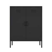 Manhattan Comfort Naomi 31.5" Modern Accent Cabinet - Black-Modern Metal Accent Cabinet Perfect for Storage and Organization