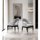 Manhattan Comfort Carrington 20.9" Modern Glam Velvet Upholstered Dining Armchairs - Light Grey - Set of 2-Frame Made of Kiln Dried Birch Wood with Dowelled Joints and Reinforced Corners