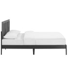Modway Sirocco Rattan and Wood Queen Platform Bed - Black-Height-Adjustable Headboard