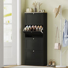 HOMCOM Shoe Cabinet with 4 Flip Drawers & Adjustable Shelves - Black-Two-level adjustable shelves accommodate various shoe sizes