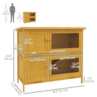 PawHut Wood Rabbit Hutch with 2 Large Rooms, Ramp and Trays - Yellow-Made from 100% solid wood for durability 