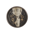 Monarch Specialties Clocks 30" Round Wall Clock - Brown -In a timeless, deconstructed industrial design, this large oversized 30" round wall clock with a moving gear mechanism, makes a distinct statement in transitional home decors