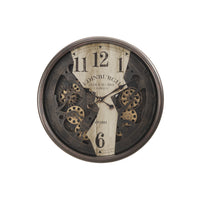 Monarch Specialties Clocks 30" Round Wall Clock - Brown -In a timeless, deconstructed industrial design, this large oversized 30" round wall clock with a moving gear mechanism, makes a distinct statement in transitional home decors