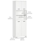 Kleankin Tall Bathroom Storage Cabinet with Doors and Cupboards - White-Material: Particle Board