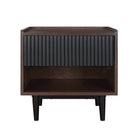 Manhattan Comfort Duane 20.23" Mid-Century Modern Nightstand - Dark Brown/Black-Mid-Century Modern Nightstand for Bedroom and Living Room Use