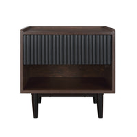 Manhattan Comfort Duane 20.23" Mid-Century Modern Nightstand - Dark Brown/Black-Mid-Century Modern Nightstand for Bedroom and Living Room Use