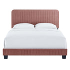Modway Celine Channel Tufted Performance Velvet Twin Platform Bed - Dusty Rose-Reinforced Center Beam With Support Legs