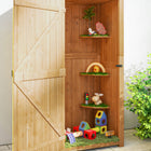Outsunny Garden Storage Shed - 30" x 21" x 71" - Brown-The roof is covered with asphalt for added outdoor protection
