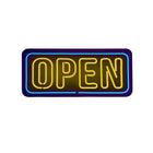 Futech LED Open Sign - 24" W x 10.5" H - Yellow/Blue-Sturdy Black PVC Backboard with Yellow and Blue Neon