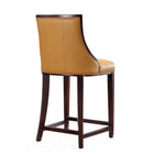 Manhattan Comfort Fifth Avenue 19" Traditional Faux Leather Upholstered Counter Stool - Camel and Dark Walnut-Seat Height: 26"