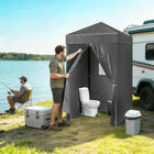Outsunny 4 ft W x 4 ft L Compact Pop Up Canopy Tent - UPF50+ Portable Privacy Canopy - Dark Grey-Pop-up design for fast, solo setup