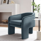 Modway Greer Performance Velvet Upholstered Accent Armchair - Cadet Blue-3-Leg Design