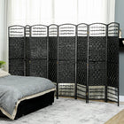 HOMCOM 8 Panel Wave Fiber Freestanding Room Divider for Home Office - Black-It features a diamond woven fibre design paper panel in a natural tone
