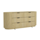 Manhattan Comfort Olivia 71.3" Modern Double Dresser - Natural Oak/Black-Crafted with smooth solid wood rounded corners and a minimalist silhouette for a modern yet classic appeal.