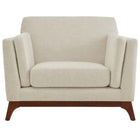 Modway Chance Upholstered Fabric Armchair - Beige-Solid Rubberwood Frame