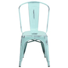 Flash Furniture Distressed Green-Blue Metal Indoor-Outdoor Stackable Chair-Stackable Bistro Style Chair