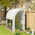 Outsunny Walk-in Wall Lean-to Greenhouse with Weed Barrier - 7' x 3' x 5' - White- Weed barrier provides weed control, allows air through and preserves the soil moisture  
 
