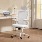 Vinsetto Mesh Office Chair with Headrest and 4D Lumbar Support - White-4D Lumbar support can move up/down, backward/forward, relieve your lower back pressure