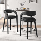 Modway Pinnacle Vegan Leather Bar Stool - Black Black - Set of 2-Dense Foam Padding