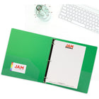 JAM Paper Plastic 1" 3-Ring Binder - Green-This document holder is a staple for all of your projects, assignments, memos, school work, and any other important documents that need to be kept safe.