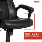 Staples Bonded Leather Task Chair - Black-Sturdy base with casters for easy mobility