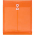 JAM Paper Plastic Envelopes with Button and String Tie Closure, Letter Open End, 9.75 x 11.75, Orange Poly, 12 Pack (118B1OR)-Orange