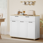 HOMCOM 40" Modern Sideboard Buffet Cabinet with Drawers & Storage Doors - White-Three-level adjustable shelves, customizing space for tall or short items