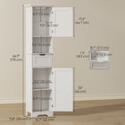 HOMCOM 67" Tall Bathroom Storage Cabinet with LED Light and Adjustable Shelf - White-Its slim, tall design offers huge storage for tight small spaces
