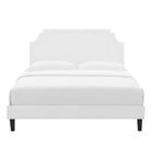 Modway Sienna Performance Velvet King Platform Bed - White-Black Wood Legs With Non-Marking Caps
