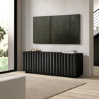 Hudson&Canal Molly Rectangular Fluted TV Stand for TV's up to 75" - Black Grain-Clean with a soft, dry cloth and no harsh chemicals or abrasive cleaning materials