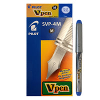 Pilot Vpen Disposable Fountain Pens - Medium Point - Blue - 12 Pack (SVP-4M-BE)  -Disposable fountain pen