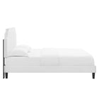 Modway Sienna Performance Velvet Full Platform Bed with Black Wood Legs - White-Assembly Required