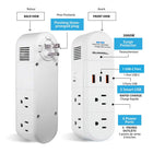 Bell+Howell Swivel Power Strip withg USB-C - White -Safe, rapid charging: Plug in all 9 devices at once. Rapidly charge mobile phones, tablets or laptops without causing battery stress, thereby maintaining manufacturer-suggested battery life of expensive devices or gadgets
