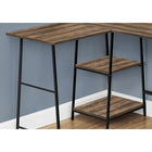 Monarch Specialties 7593 48" Computer Desk - Brown Reclaimed/ Black Metal Corner-Great for smaller workspaces in need of storage options, this 3-tier writing desk has a space-saving, open-concept design and is finished on all sides for flexible placement anywhere in your home office