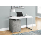Monarch Specialties 7648 48" Computer Desk - White/ Concrete/ Silver Metal/ L/R-Durably designed with a white and concrete laminate finish and a sturdy white metal u-shaped leg for a contemporary look, with an easy to clean top perfect for study, writing, or working on your laptop.