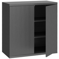 HOMCOM 30.7" Fluted Sideboard Buffet Cabinet with Push-to-Open Door - Distressed Black Grey-Modern distressed black grey finish adds elegance to any living space