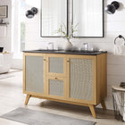 Modway Soma 48" Double Sink Bathroom Vanity - Oak/Black-Metal Doorknobs