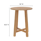 Modway Wellspring 36" Outdoor Patio Teak Wood Bar Table - Natural-Slatted Tabletop