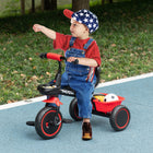 Qaba Toddler Tricycle with Adjustable Seat - Red-10" front and 8.5" rear EVA wheels 