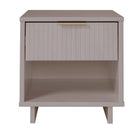 Manhattan Comfort Granville 18.11" Modern 1-Drawer Nightstand - Light Grey-Modern- Contemporary with a taste of Glam - Nightstand for Bedroom and Living Room Use