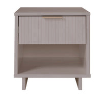 Manhattan Comfort Granville 18.11" Modern 1-Drawer Nightstand - Light Grey-Modern- Contemporary with a taste of Glam - Nightstand for Bedroom and Living Room Use