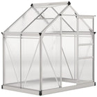 Outsunny Polycarbonate Greenhouse - 6' x 4' x 6.6' - Silver- High-quality aluminium alloy and PC board in a solid construction
 